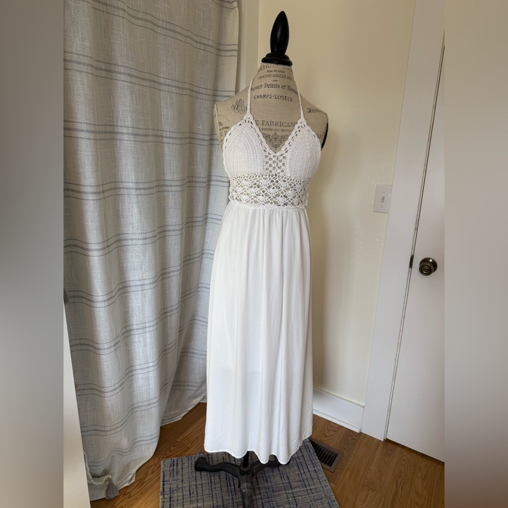 Lil Better White Crochet Maxi Dress
